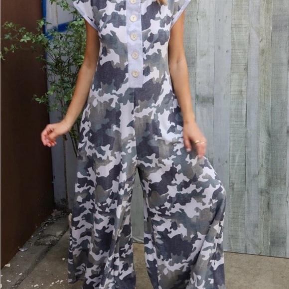 Pants - Camouflage Jumpsuit boutique boho large